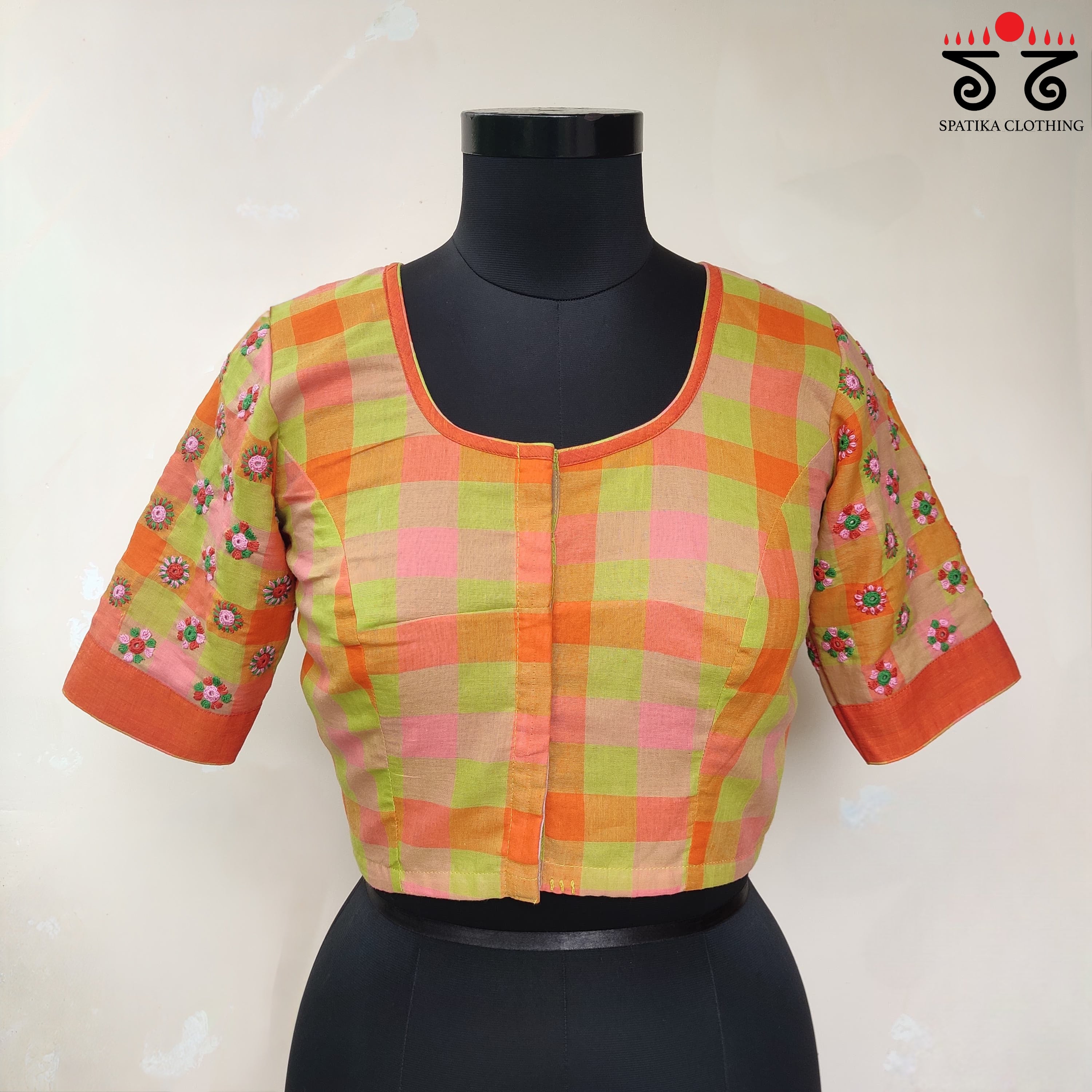 Orange 100 Butta -Handcrafted Blouse