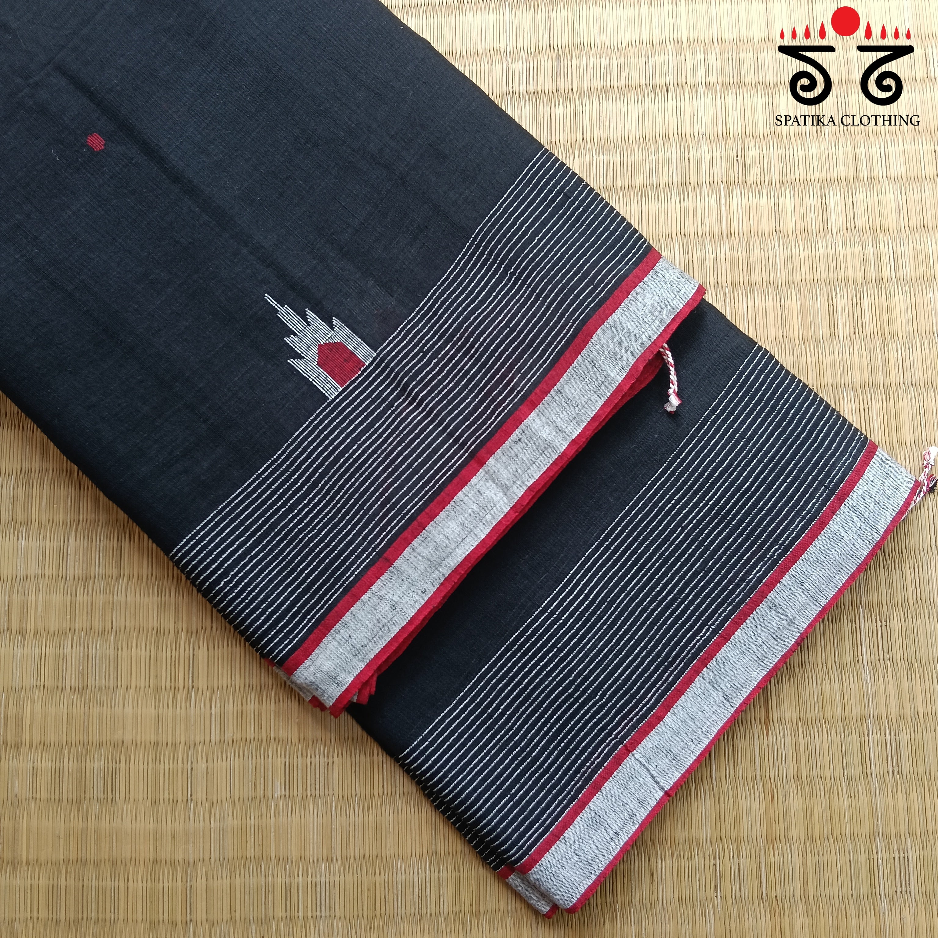 Black Jamdhani Bengal Cotton Saree