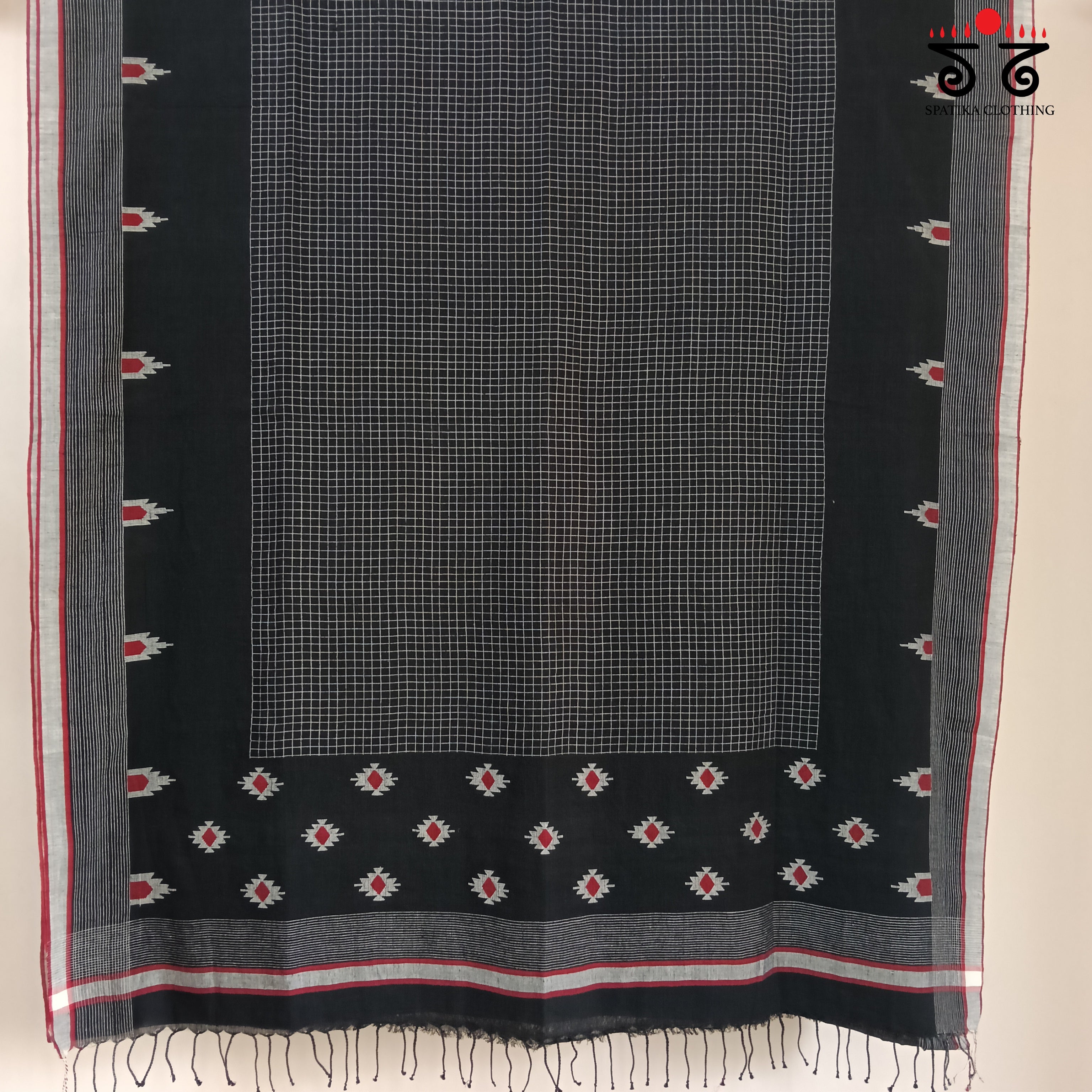 Black Jamdhani Bengal Cotton Saree