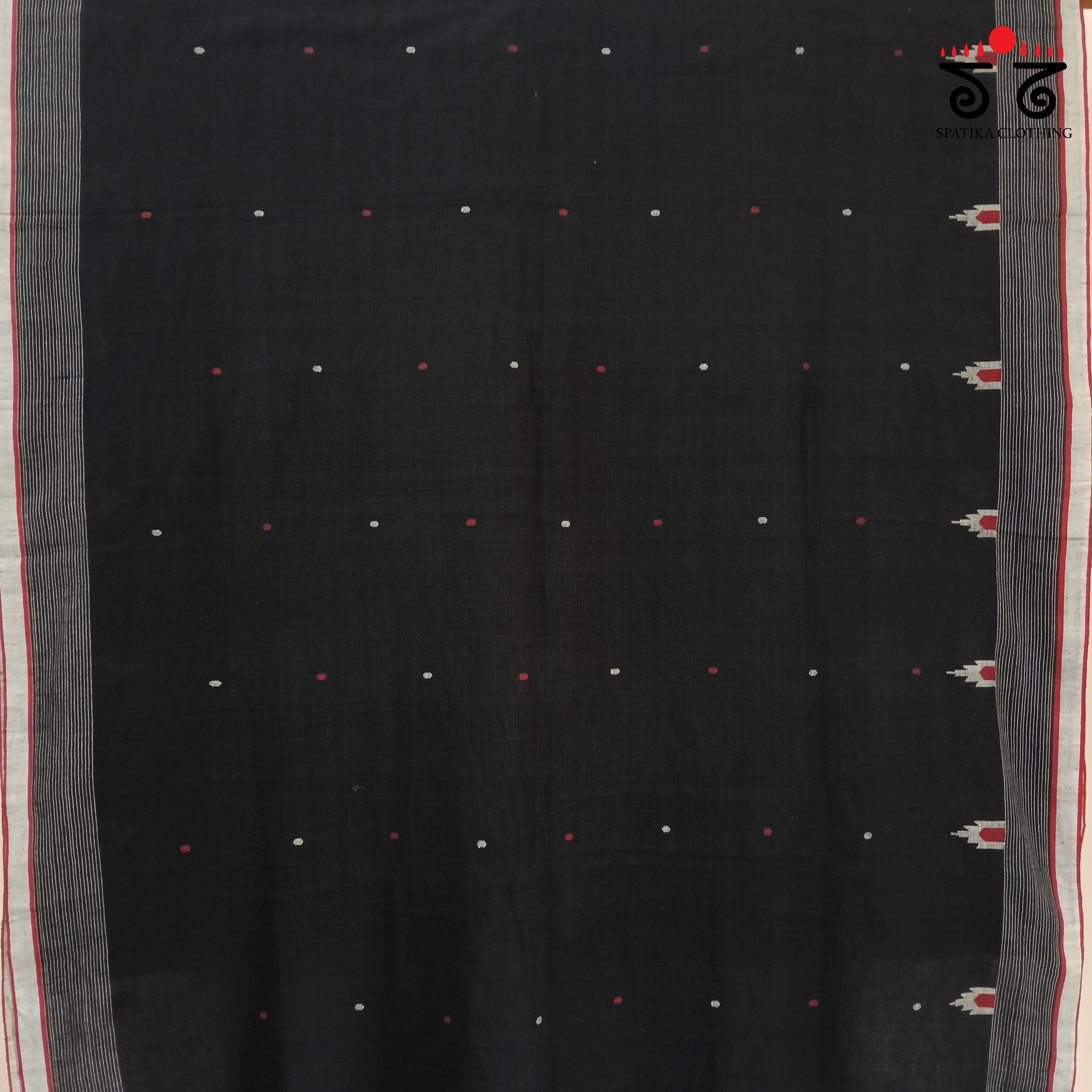 Black Jamdhani Bengal Cotton Saree