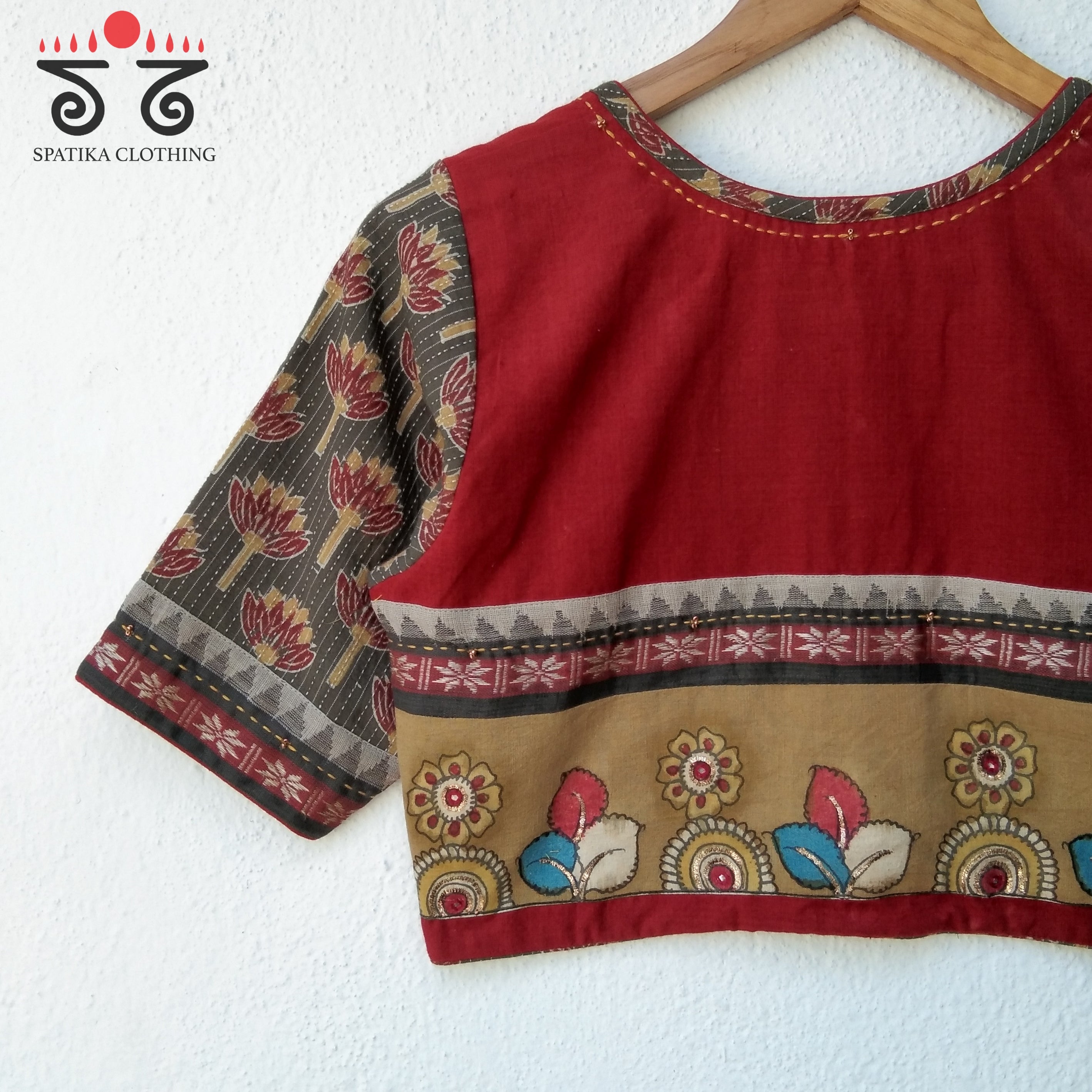 The Pen Kalamkari Ajrak Blouse – Spatika Clothing