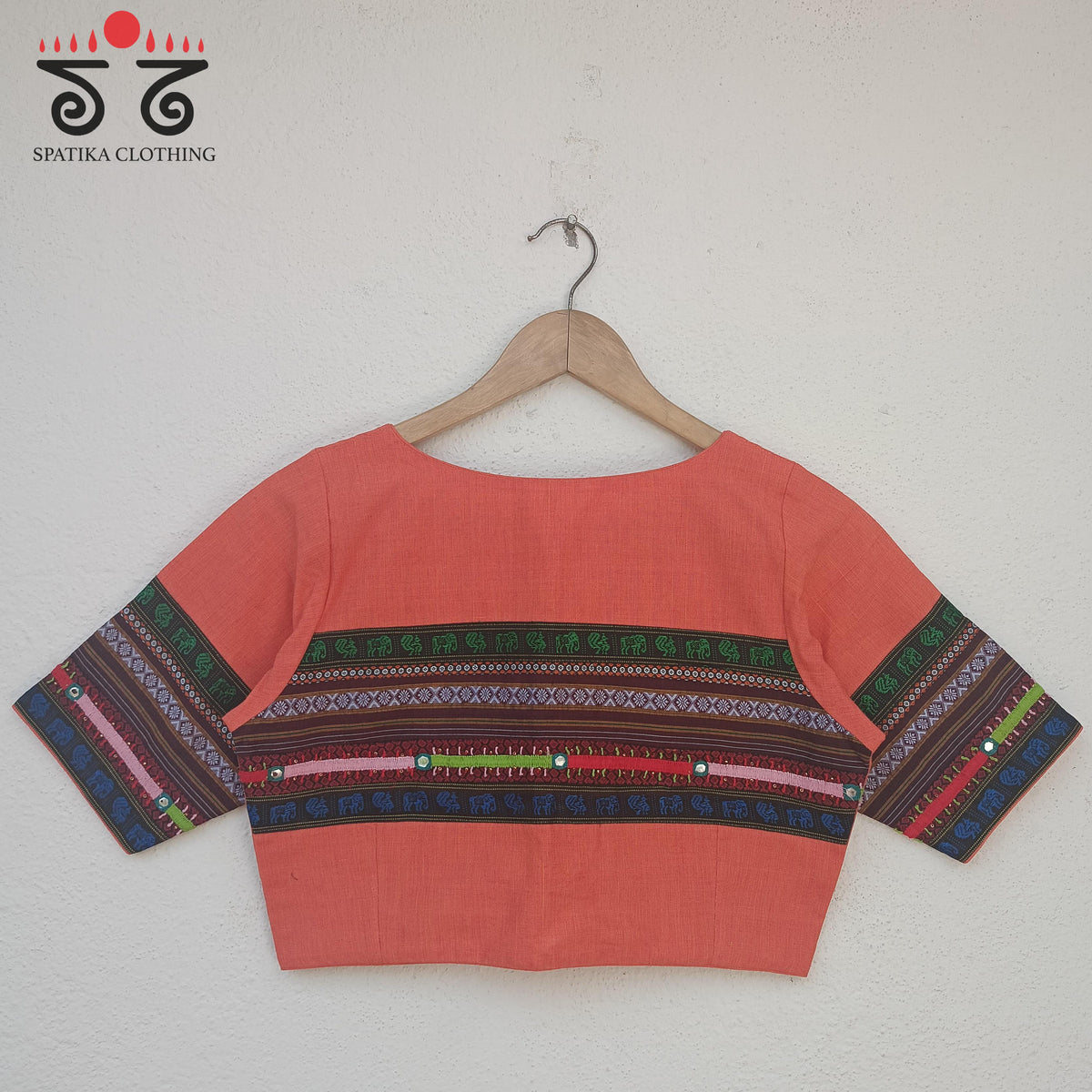 Orange Ilkal Handwoven Cotton Saree - Special Edition with The Solid - Khun Lambani Blouse