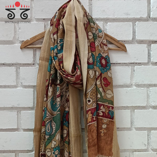 Pen Kalamkari Handpainted Dupatta