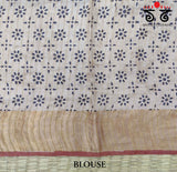 Bagru Handblock Print on Tussar Silk Saree