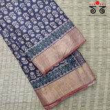 Bagru Handblock Print on Tussar Silk Saree