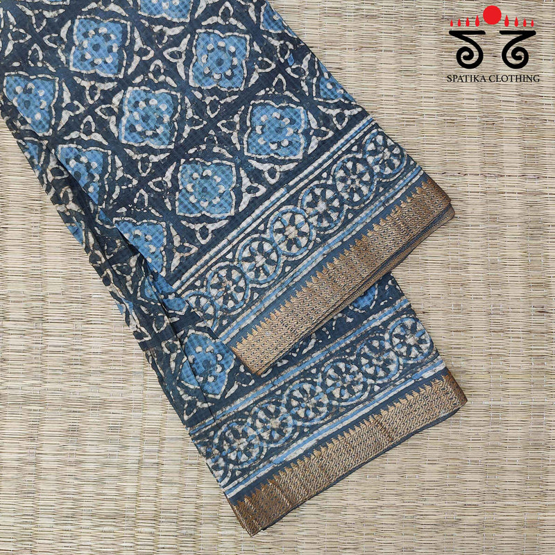 Bagru Handblock Print on Mangalagiri Saree