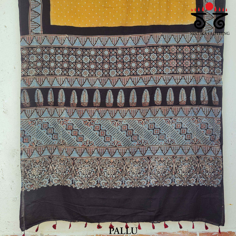 Ajrak - Bandhani on Mulmul Cotton Saree