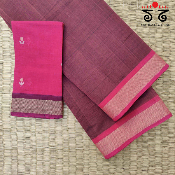 Andhra Handwoven Cotton Saree with Special Blouse