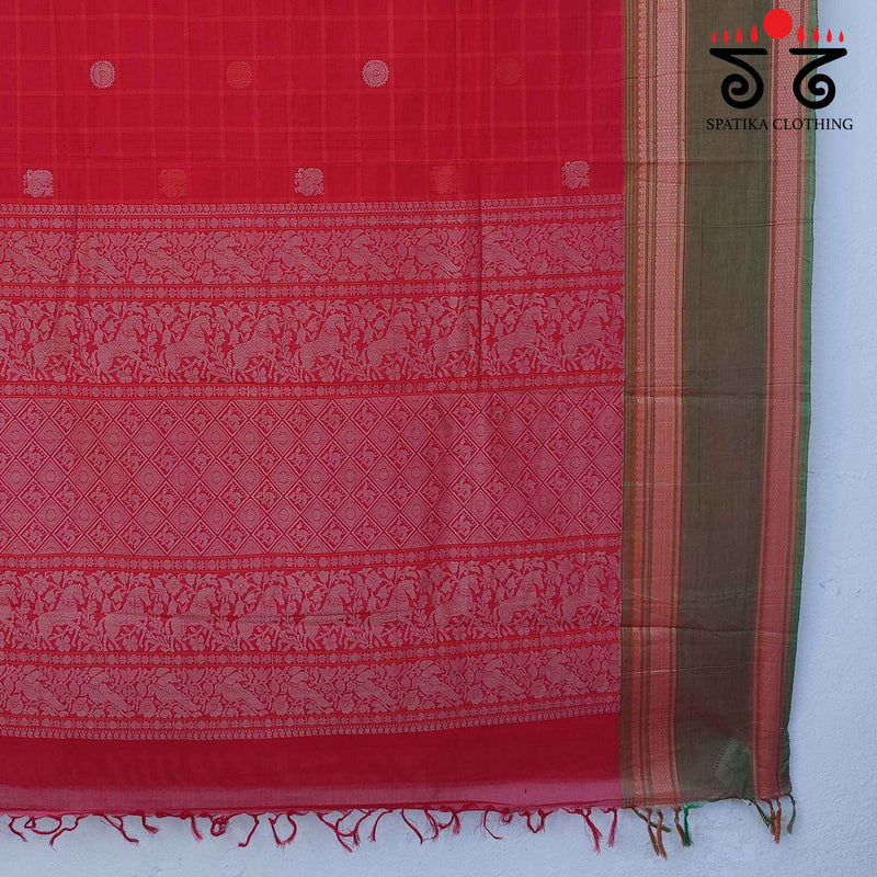 Korvai Kanchi Cotton - Handwoven Saree