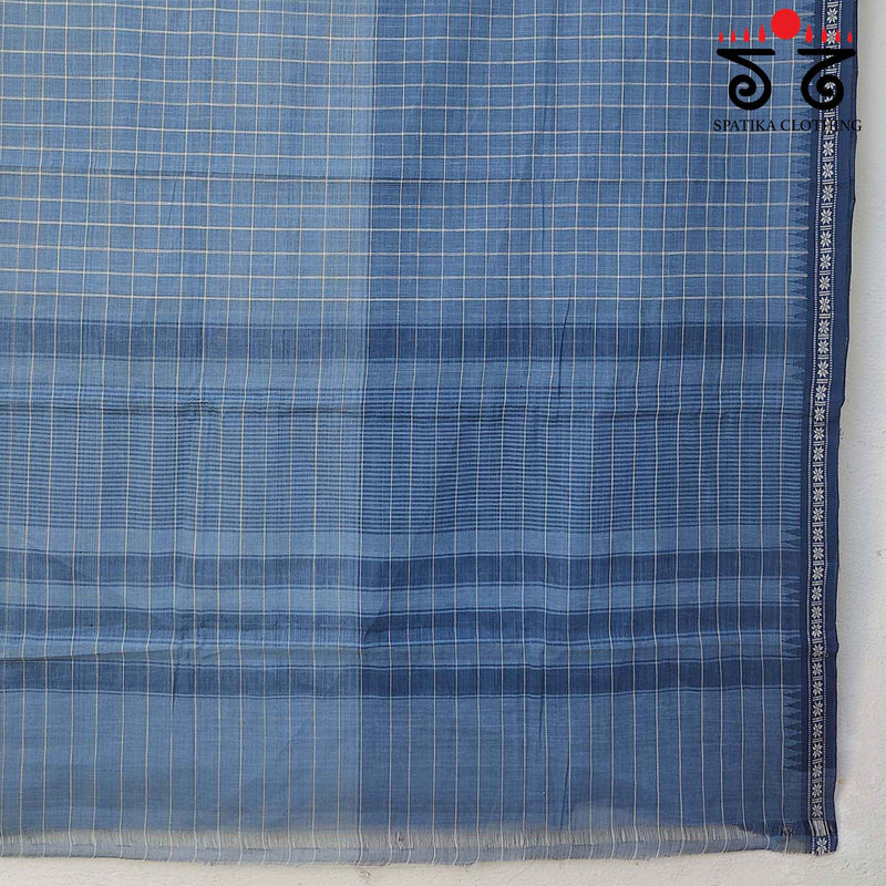 Checkered - Half & Half Ponduru Handspun Cotton Saree