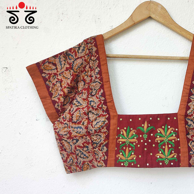 Kalamkari block printed - Embroidered blouse