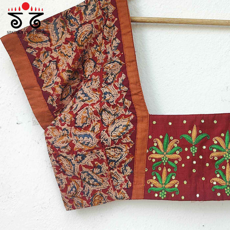 Kalamkari block printed - Embroidered blouse