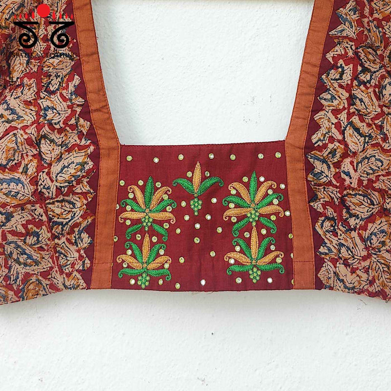 Kalamkari block printed - Embroidered blouse