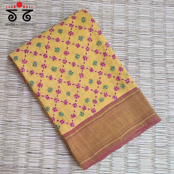 Banjara Handembroidery on Handwoven Cotton Blouse Fabric