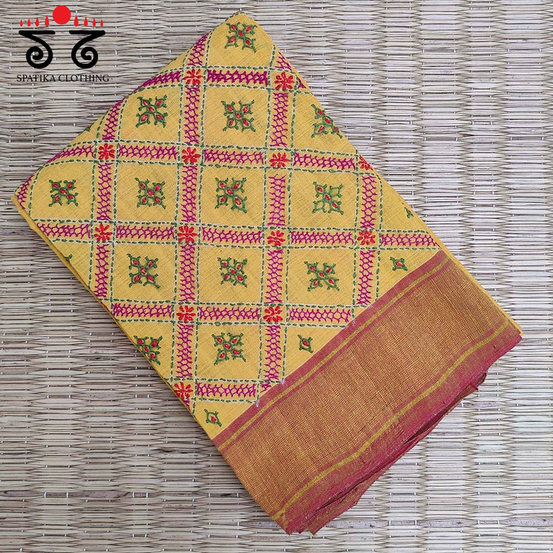 Banjara Handembroidery on Handwoven Cotton Blouse Fabric