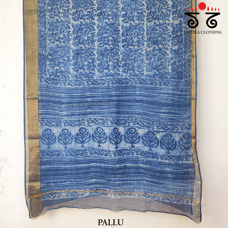 Akola Handblock Print on Kota Saree