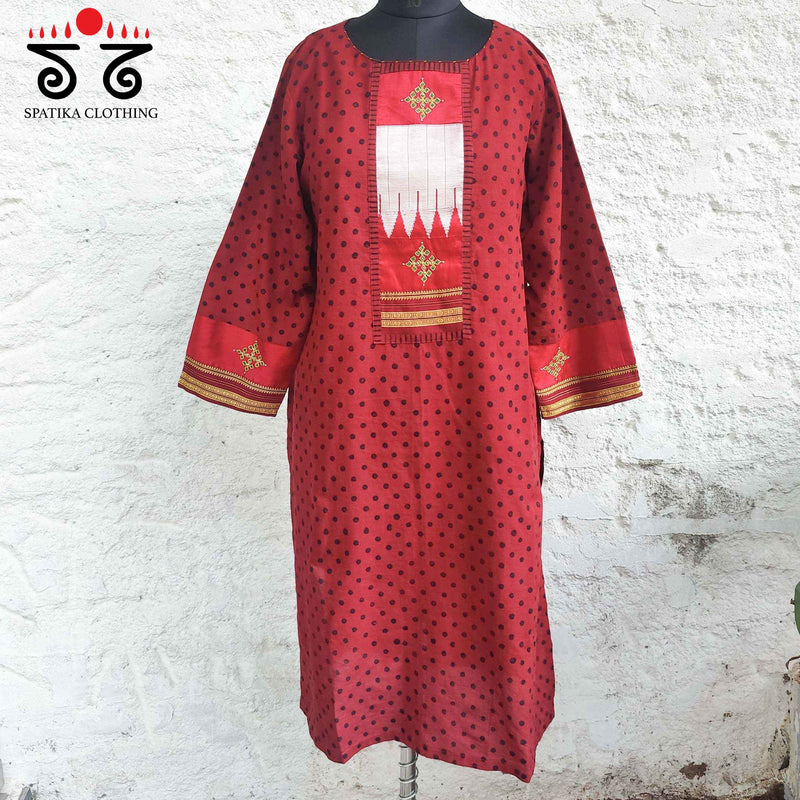 Ajrakh - Ilkal Hand Embroidered Kurta