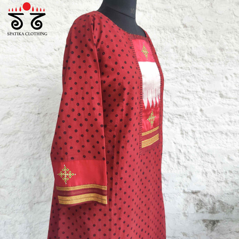 Ajrakh - Ilkal Hand Embroidered Kurta