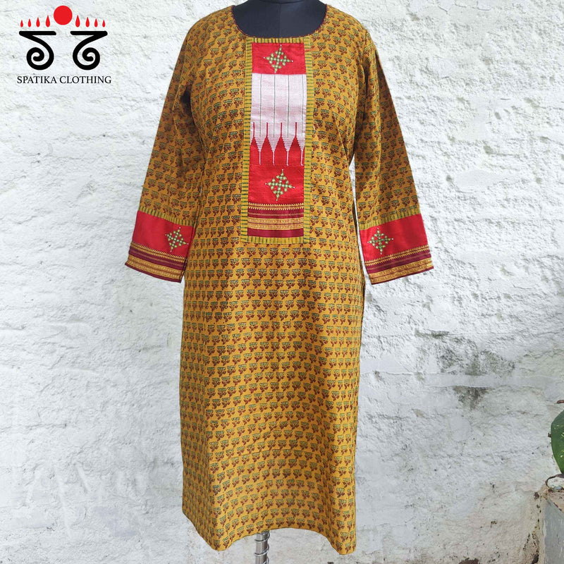 Ajrakh - Ilkal Hand Embroidered Kurta