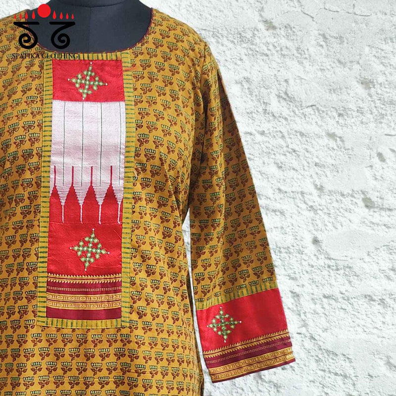 Ajrakh - Ilkal Hand Embroidered Kurta