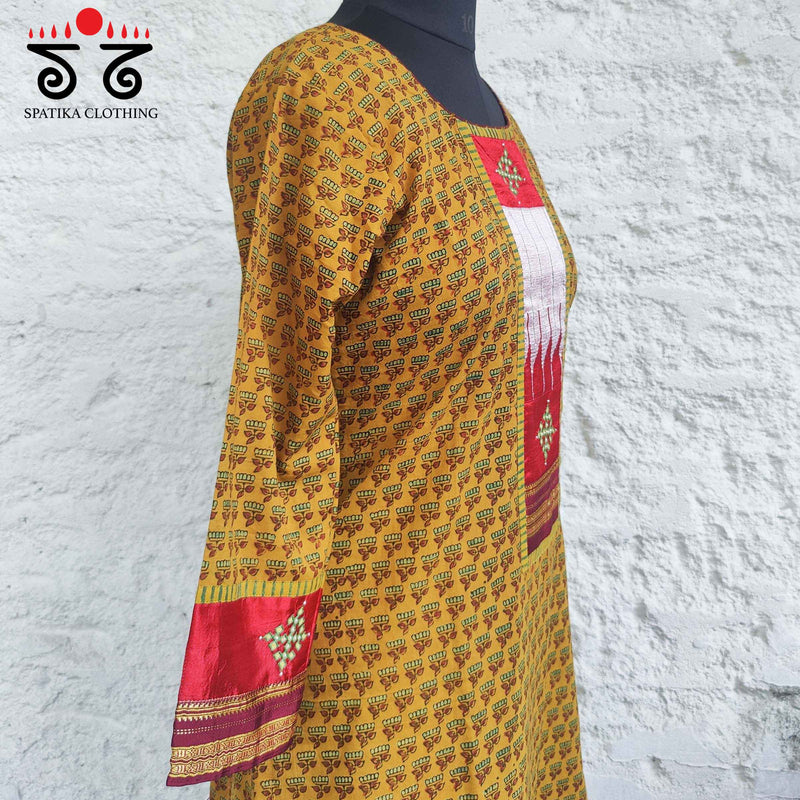 Ajrakh - Ilkal Hand Embroidered Kurta