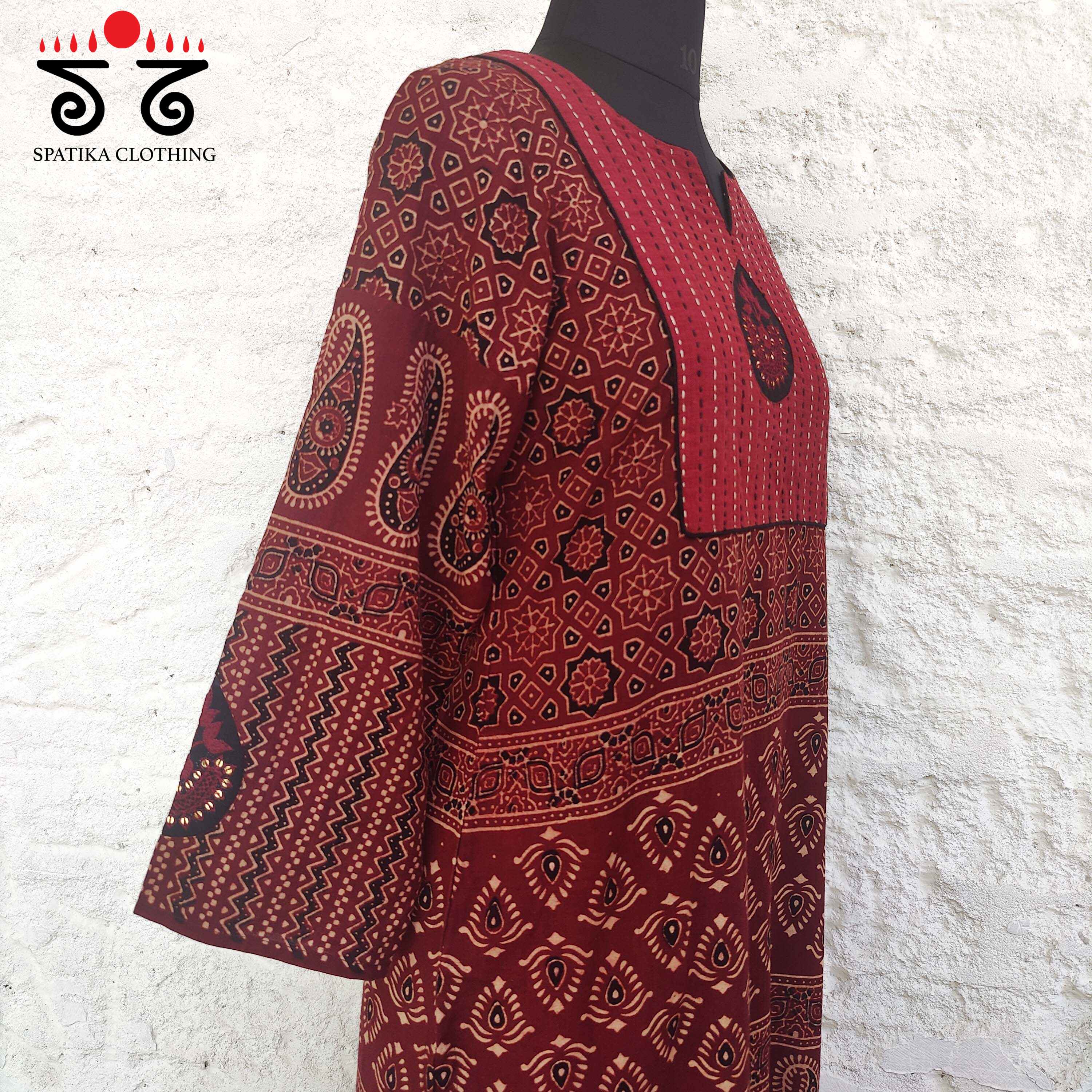 Ajrakh - Inlay Hand Embroidered Kurta