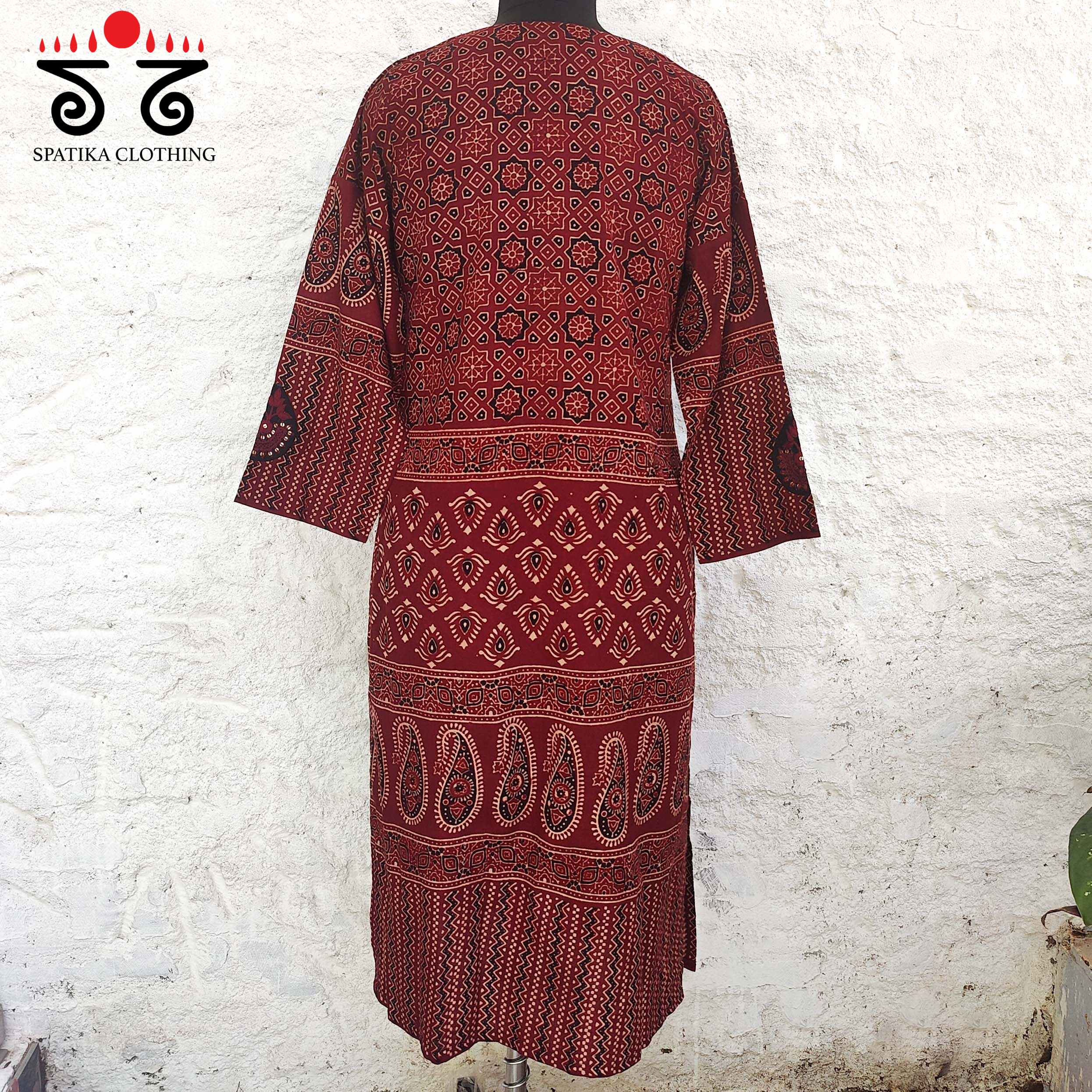 Ajrakh - Inlay Hand Embroidered Kurta