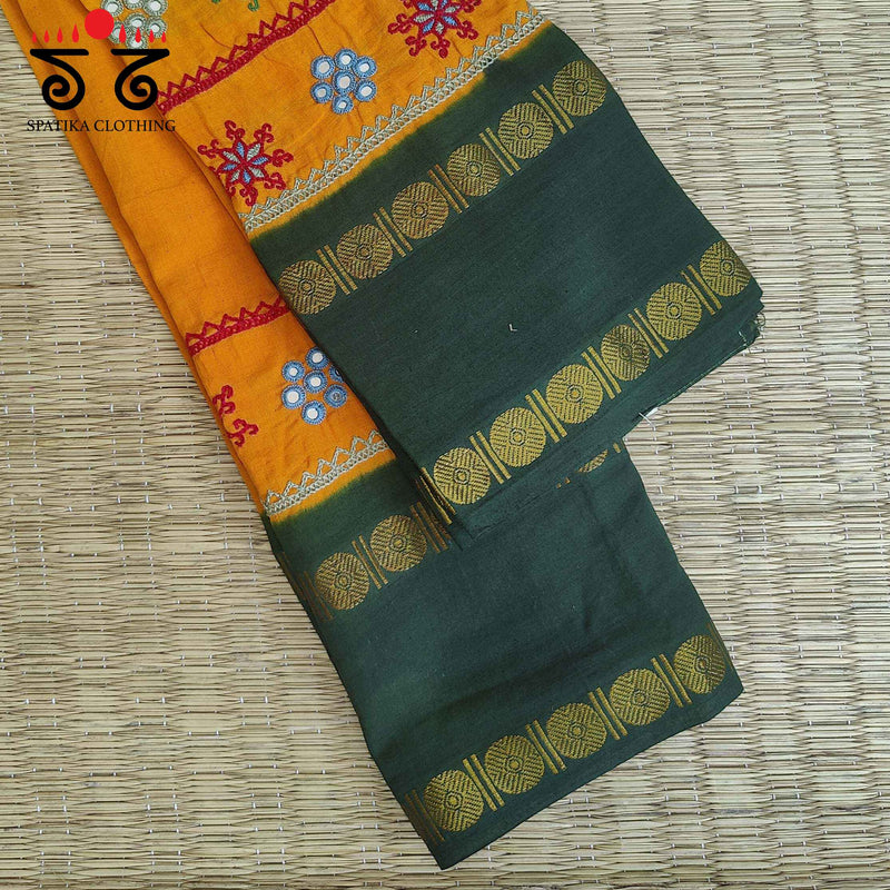 MADURAI SUNGUDI COTTON - BANJARA HAND EMBROIDERED BLOUSE FABRIC