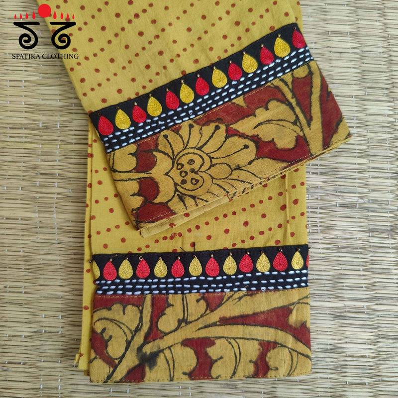 Kalamkari Hand Embroidered Blouse Fabric