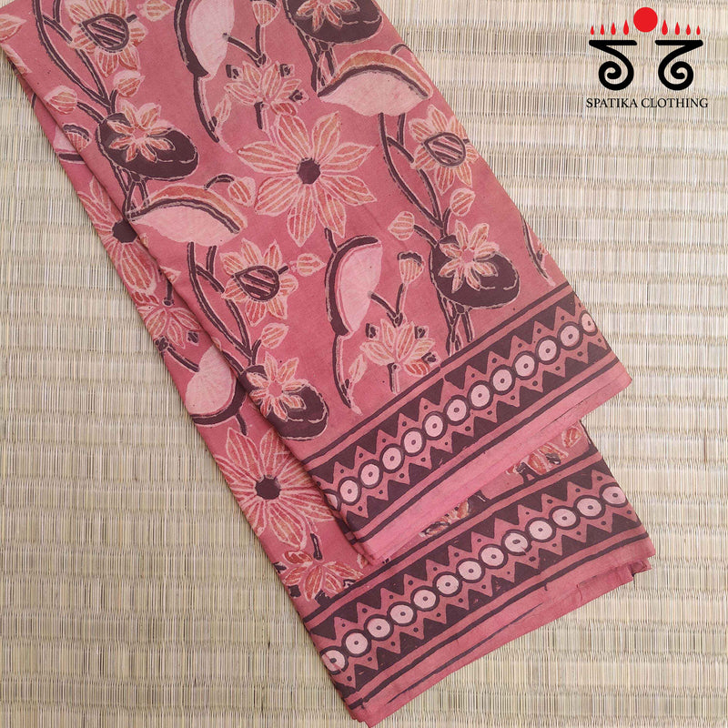 Bagru Handblock Print on Handwoven Cotton Saree