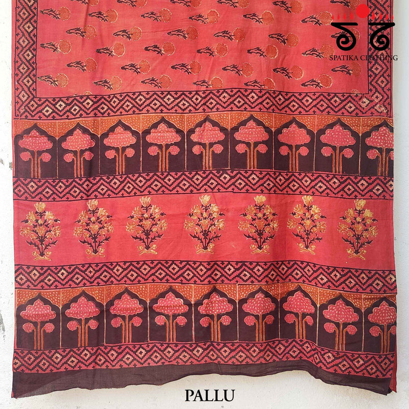 Bagru Handblock Print on Handwoven Cotton Saree