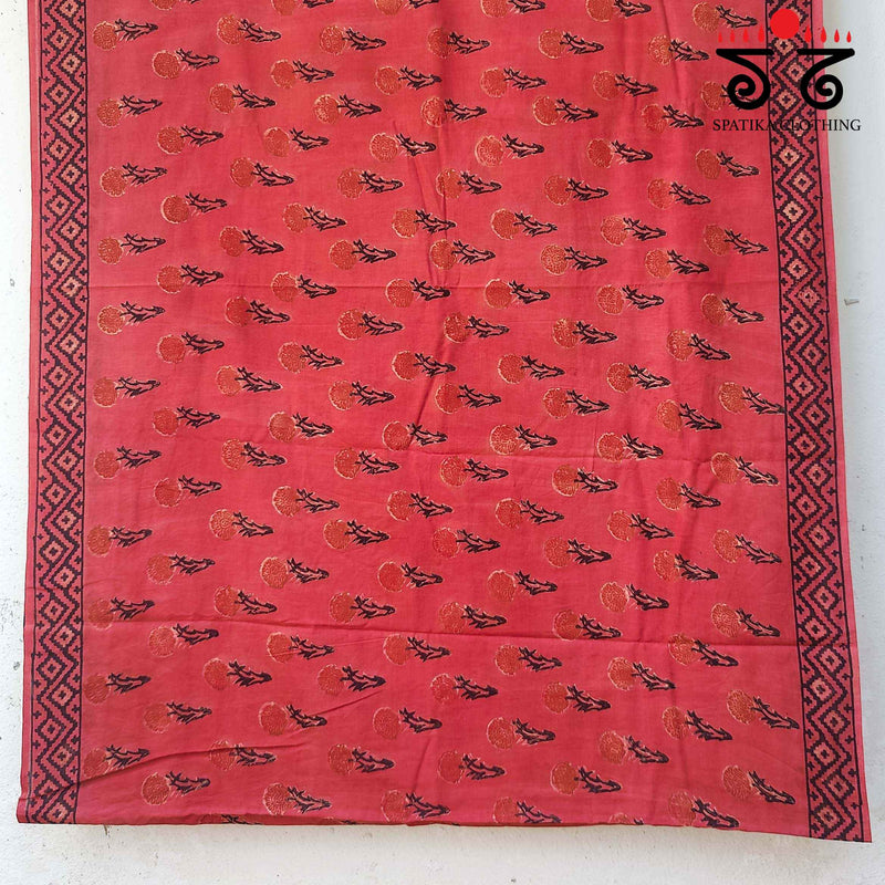 Bagru Handblock Print on Handwoven Cotton Saree