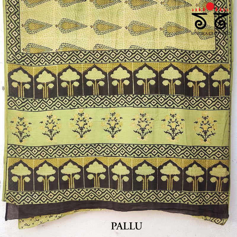 Bagru Handblock Print on Handwoven Cotton Saree