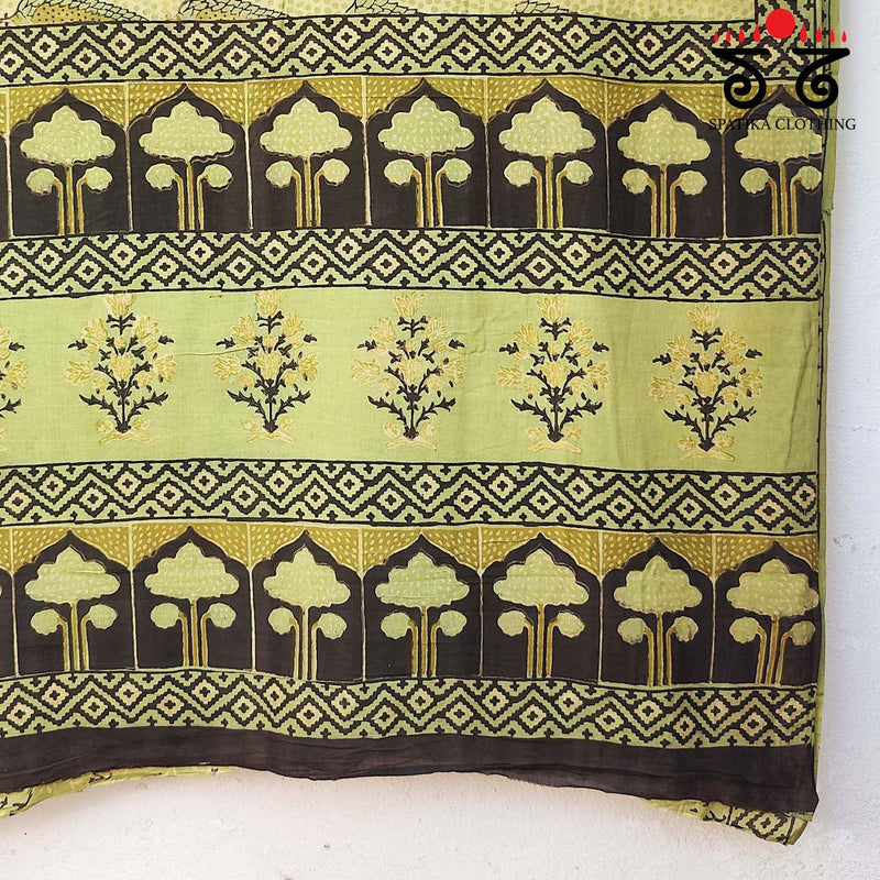 Bagru Handblock Print on Handwoven Cotton Saree