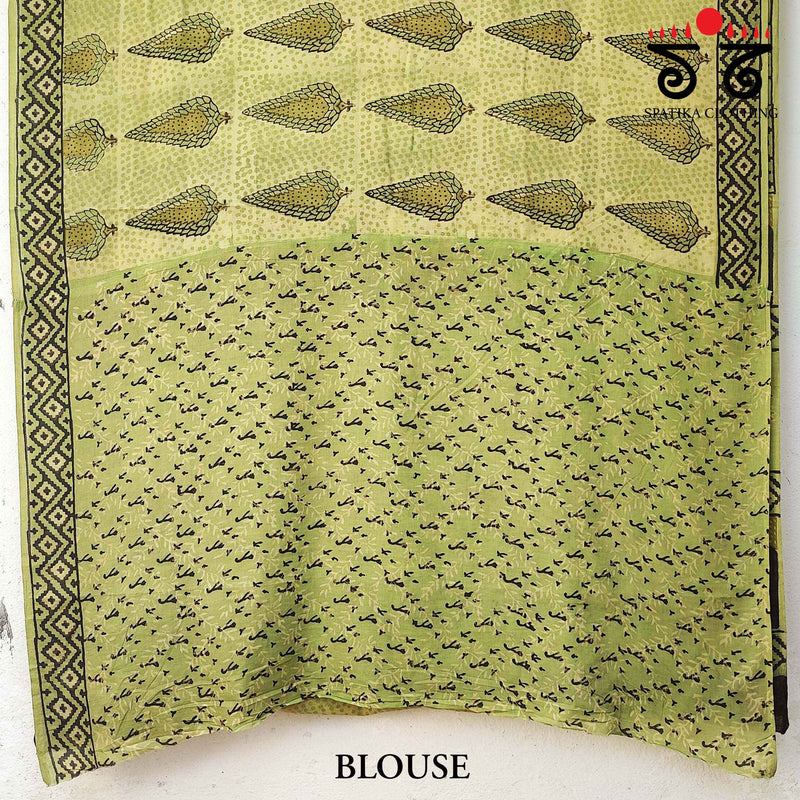 Bagru Handblock Print on Handwoven Cotton Saree