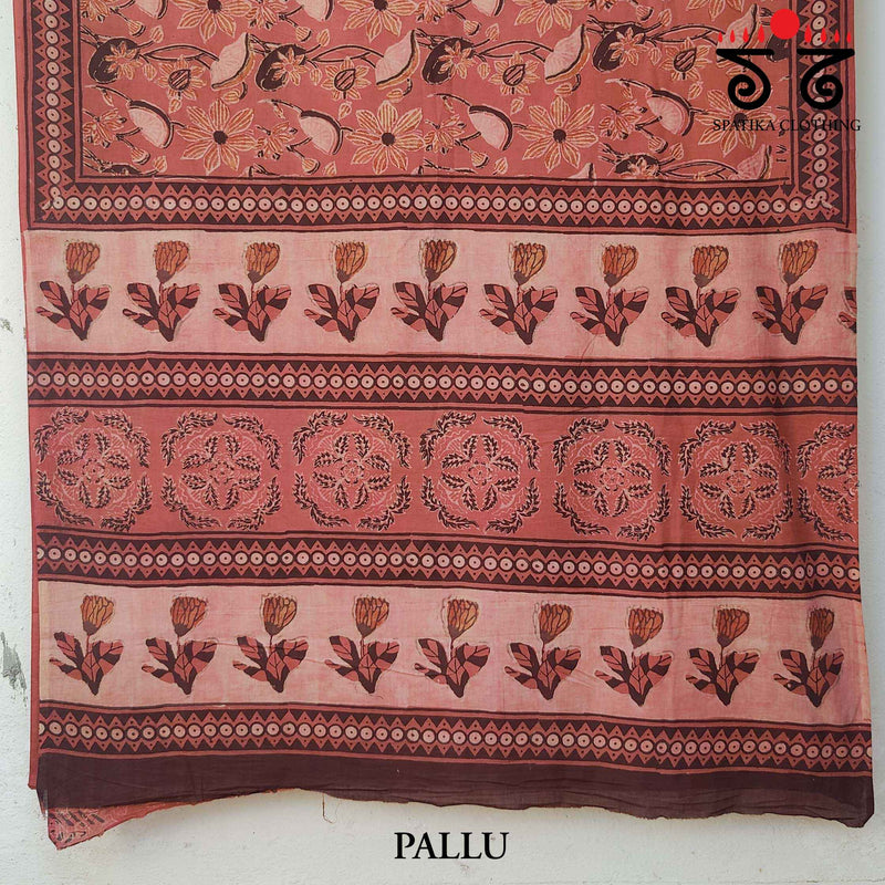 Bagru Handblock Print on Handwoven Cotton Saree