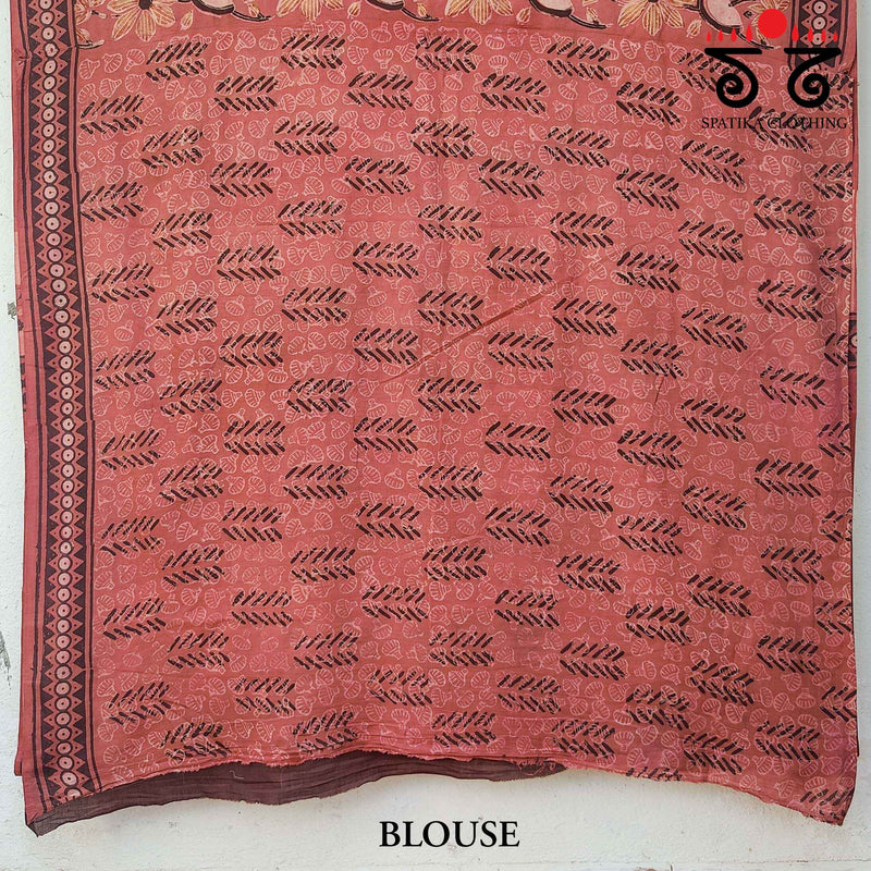 Bagru Handblock Print on Handwoven Cotton Saree