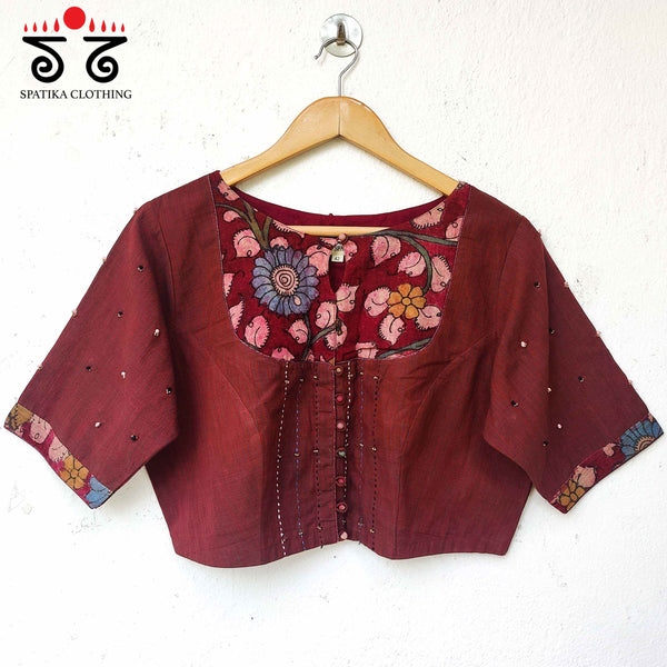 Pen Kalamkari Hand Embroidery Blouse