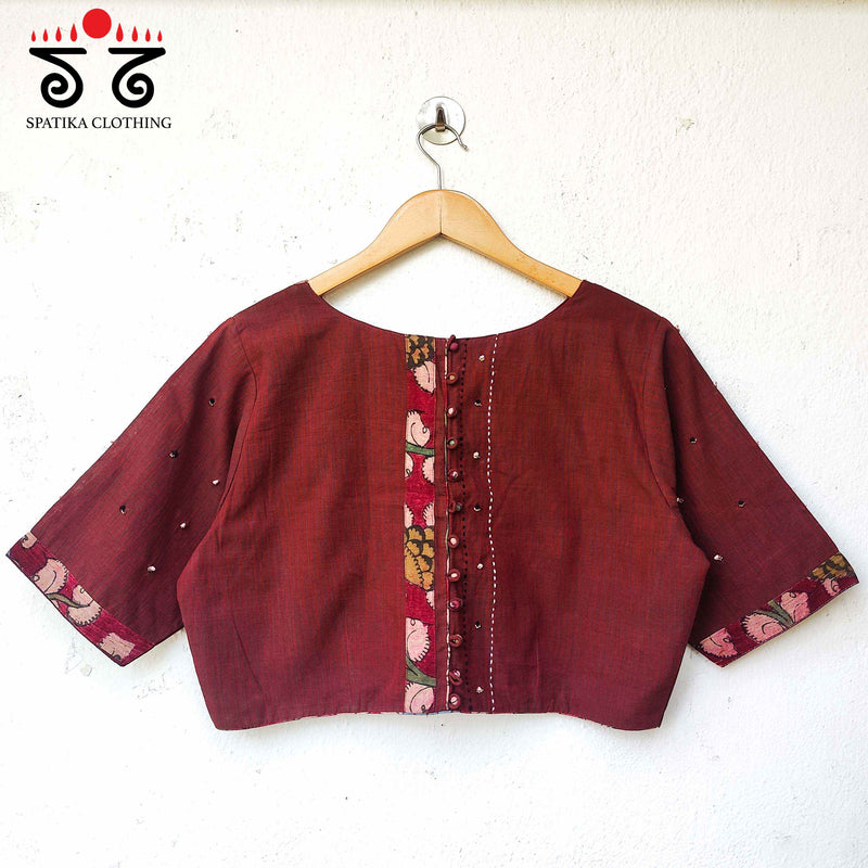 Pen Kalamkari Hand Embroidery Blouse