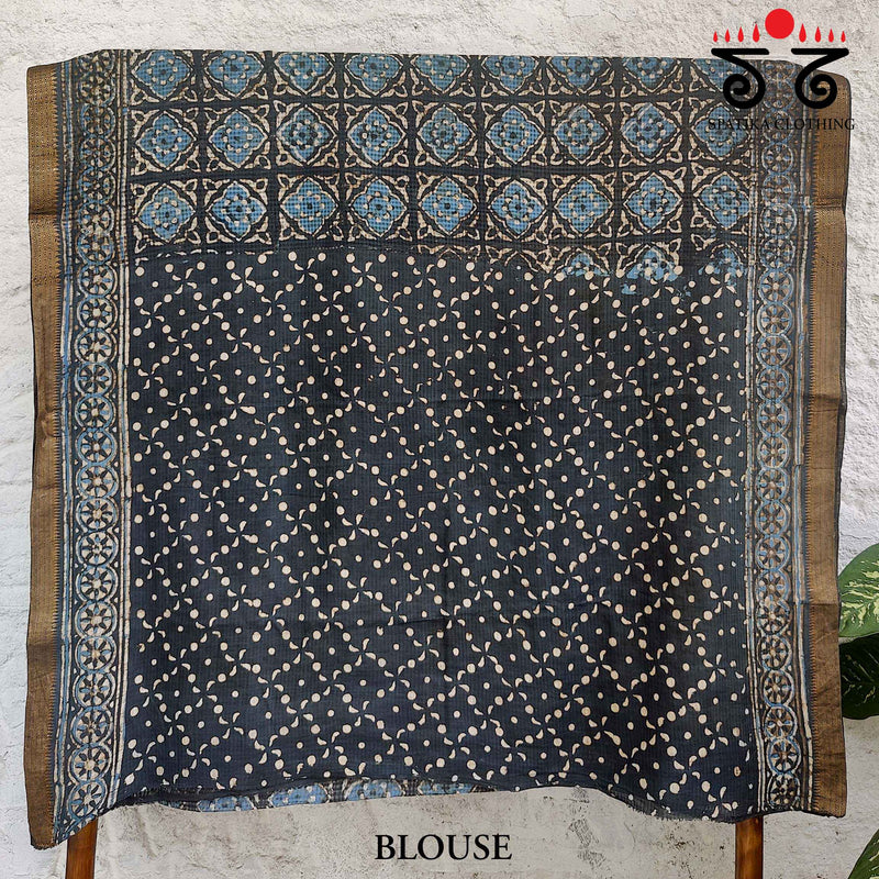 Bagru Handblock Print on Mangalagiri Saree