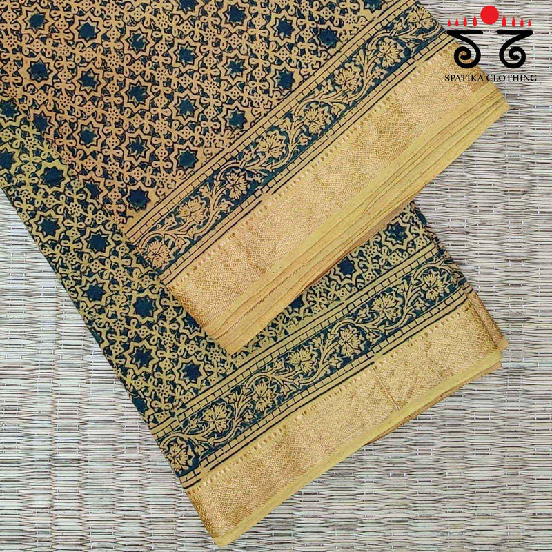 Kalamkari Handblock Print on Mangalagiri Saree