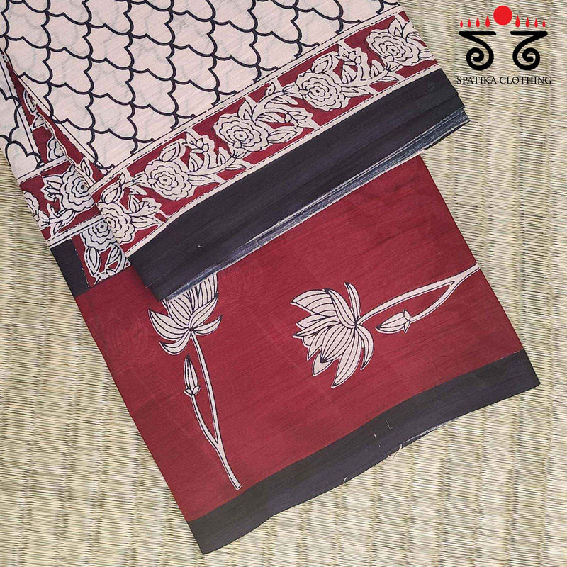 Handblock Printed Cotton Saree