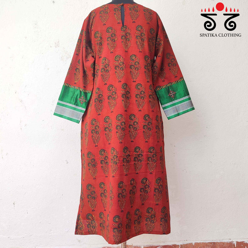 Ajrakh - Ilkal Hand Embroidered Kurta