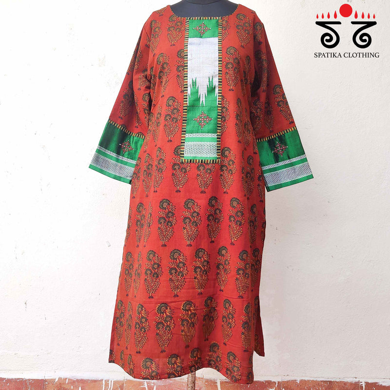 Ajrakh - Ilkal Hand Embroidered Kurta