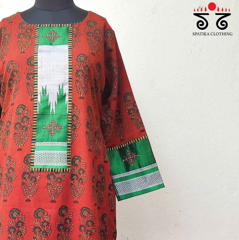 Ajrakh - Ilkal Hand Embroidered Kurta