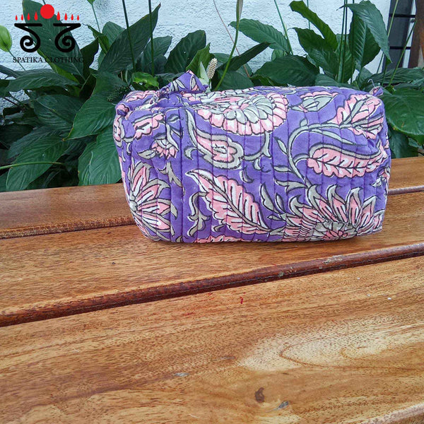 Quilted - Sanganeri Handblock Printed Pouch