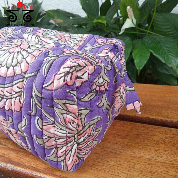 Quilted - Sanganeri Handblock Printed Pouch