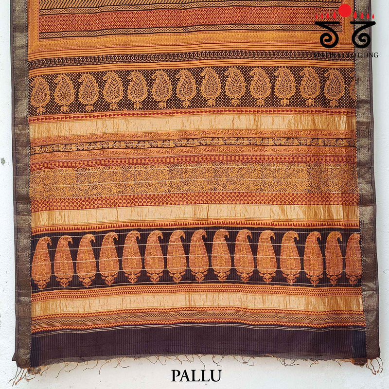 Bagh Handblock Print on Silk Cotton Saree