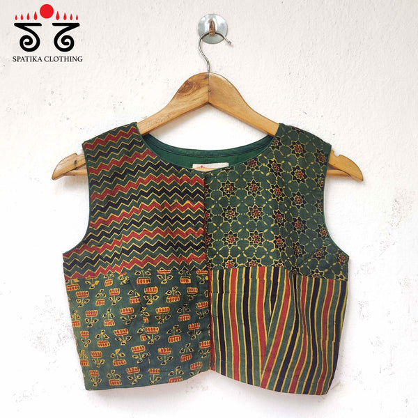 The Ajrakh Collage - Sleeveless Blouse