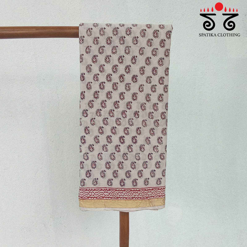 Bagh Handblock Print on Cotton Saree